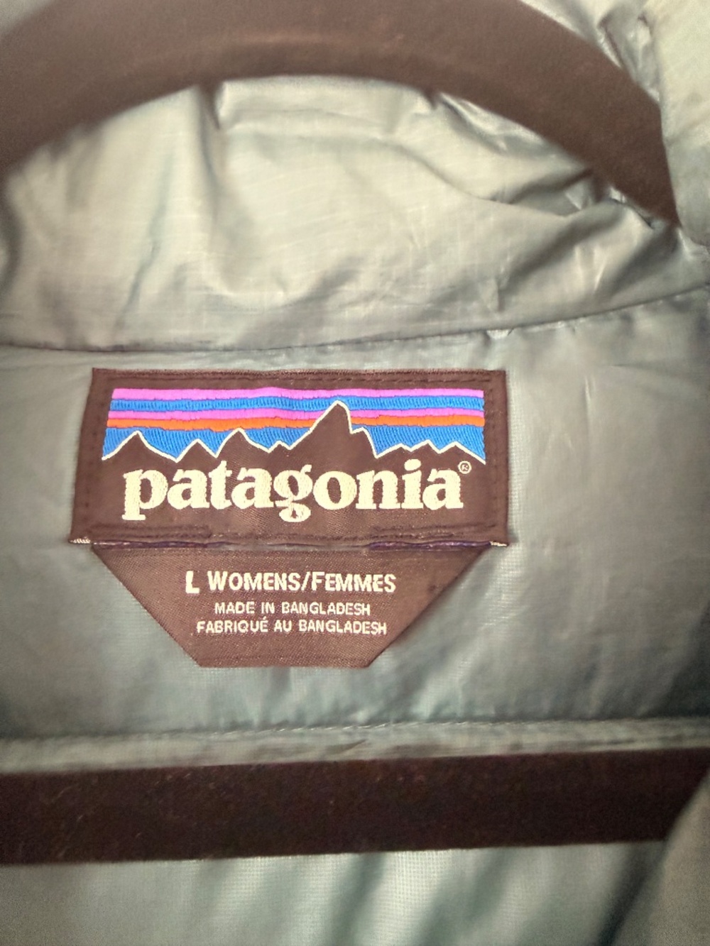 Patagonia Goose Down Sweater Puffer Jacket Teal/peach women's Large - Picture 3 of 10